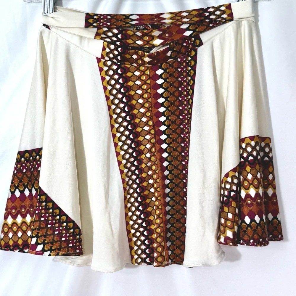 Rare Vintage "By Francine" 100% Silk Mini Skirt - Artisan Geometric Print Size S - Picture 4 of 7